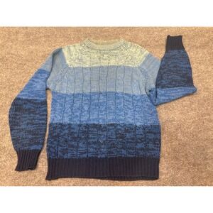 Vintage Barnaby Blue Ombre Cable Knit Sweater Mens XL Retro 80s 90s Grandpa